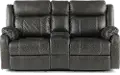 Domino Gray Reclining Loveseat with Console
