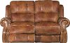 Chestnut Brown Leather-Match Power Reclining Loveseat - Nailhead