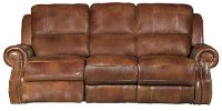 Brown Leather-Match Manual Reclining Living Room Set - Nailhead