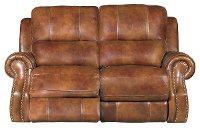 Brown Leather-Match Manual Reclining Living Room Set - Nailhead -2