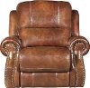 Chestnut Brown Leather-Match Manual Glider Recliner - Nailhead