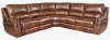 Chestnut Brown Leather-Match 5 Piece Power Reclining Sectional - Nailhead