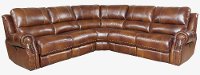 Chestnut Brown Leather-Match 5 Piece Power Reclining Sectional - Nailhead