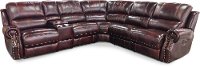Auburn Leather-Match 6 Piece Power Reclining Sectional - Nailhead