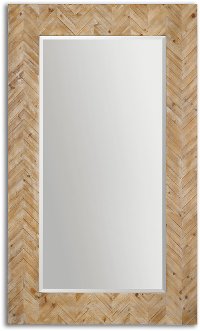 Chevron Patterned Wood Framed Mirror