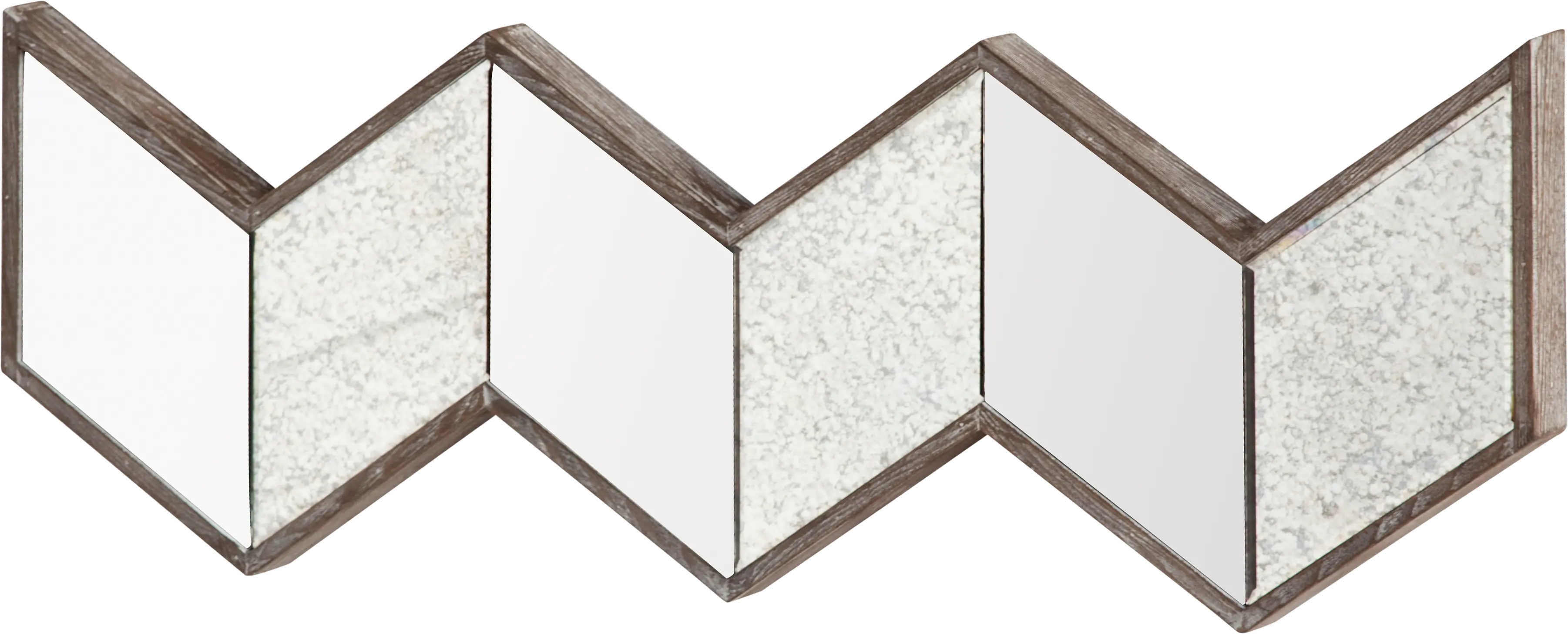 Dark Natural Wood Framed Chevron Mirror-1