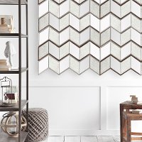 Dark Natural Wood Framed Chevron Mirror-2
