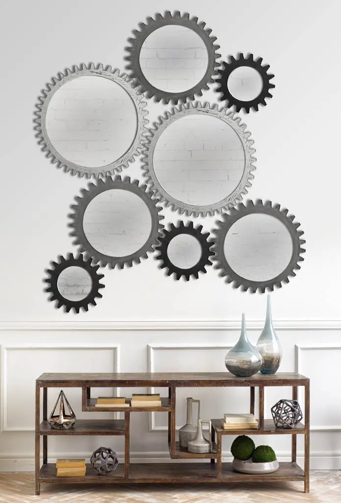 Rustic Black Cog Mirror-2