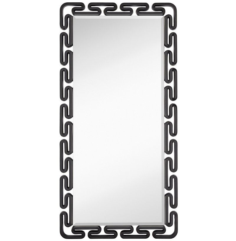 Clearance Black Lacquer Beveled Leaner Mirror