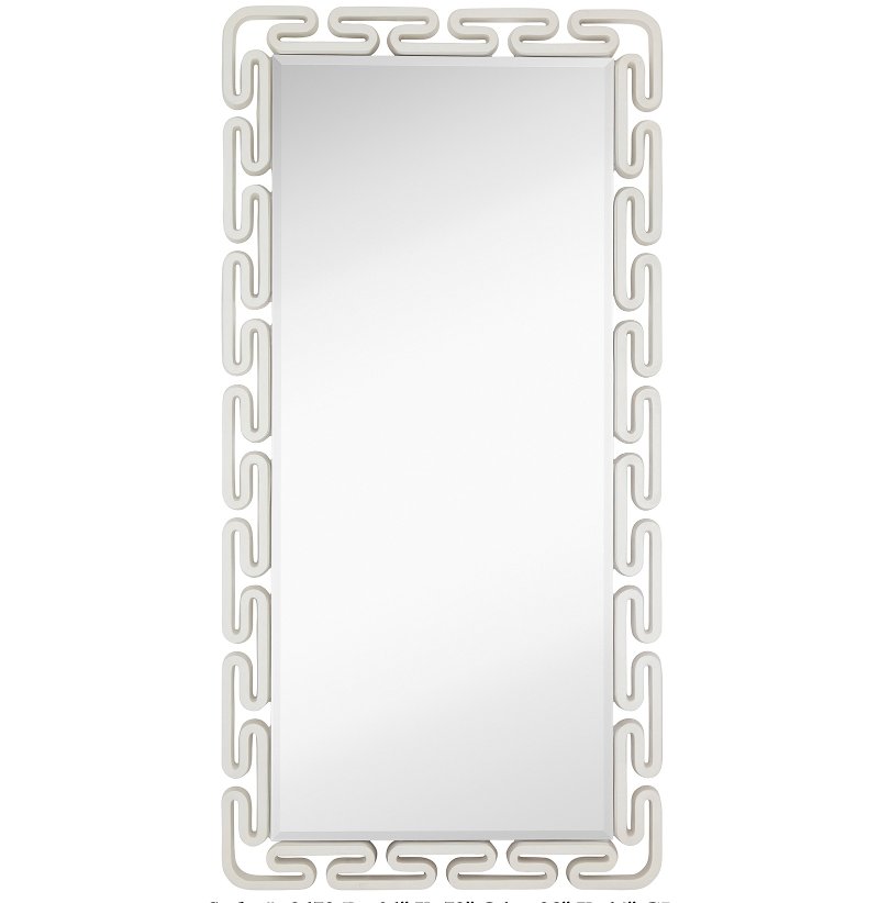 Clearance White Lacquer Beveled Leaner Mirror