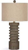 Gray Wash Turned Wood Table Lamp