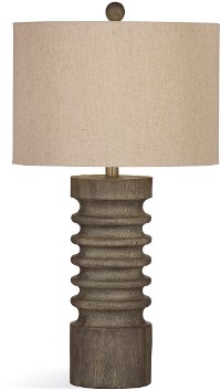 Gray Wash Turned Wood Table Lamp