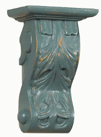 Distressed Blue-Gray Hand Carved Acanthus Sconce