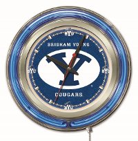 Clk15BrigYn Brigham Young 15 Inch Double Neon Ring Logo Clock