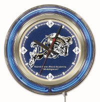 Clk15USNavA Naval Academy 15 Inch Double Ring - Neon Logo Clock