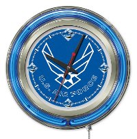 Clk15AirFor Air Force 15 Inch Double Ring - Neon Logo Clock