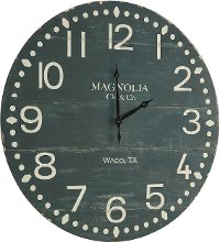 Magnolia Home Furniture Antique Black Plank Face Wooden Wall Clock