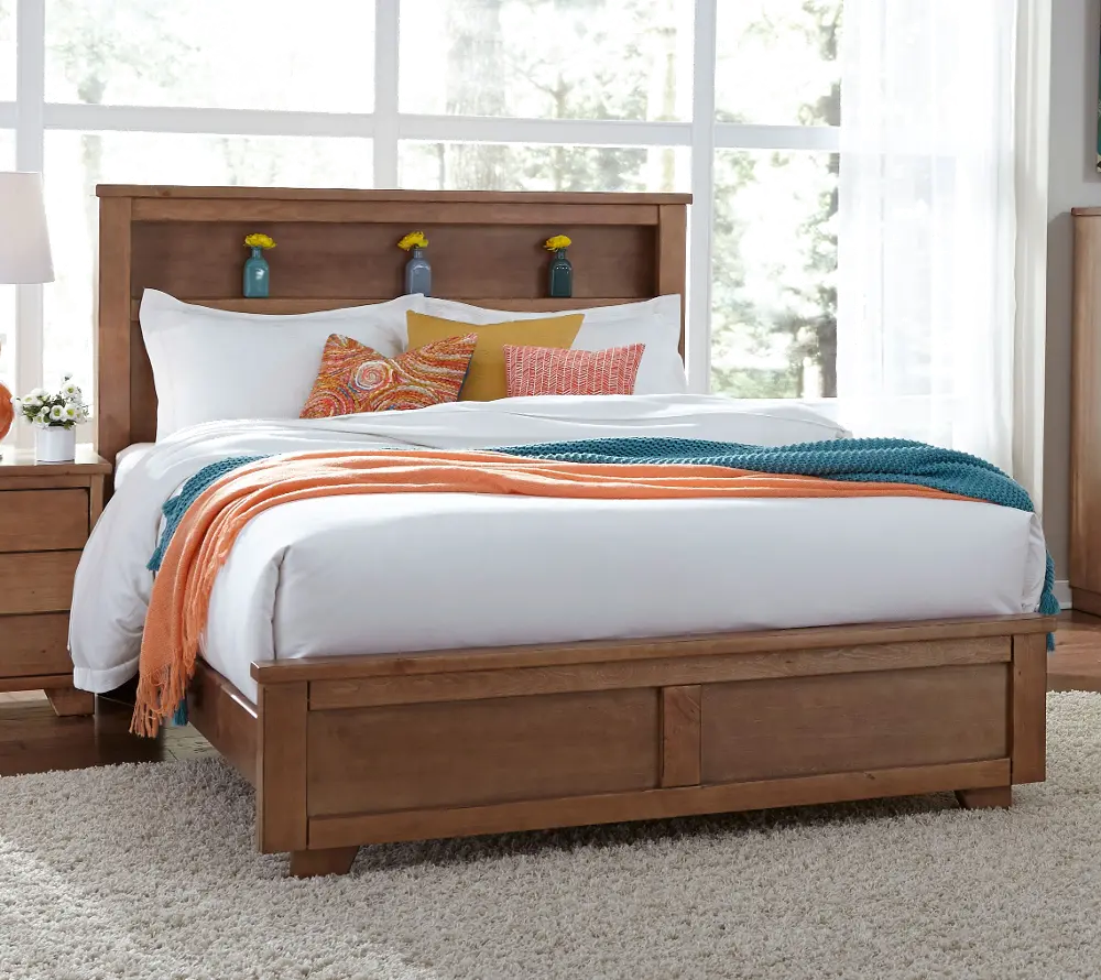 Diego Dune Pine Bookcase King Bed-1