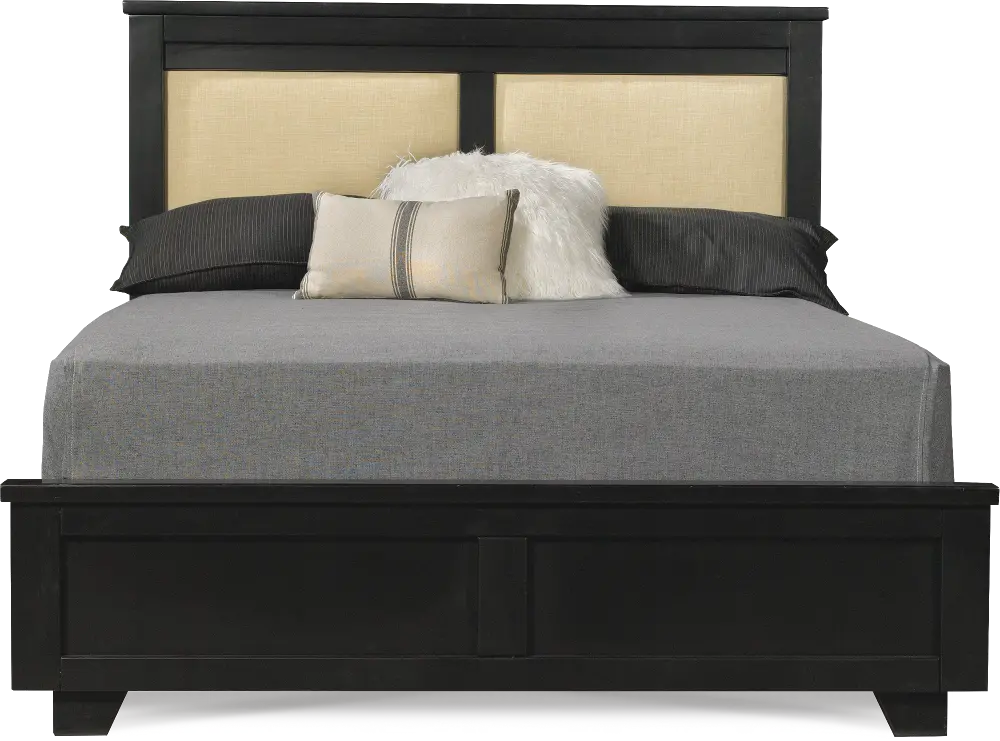Black Classic Contemporary Upholstered Queen Bed - Diego-1
