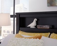 Black Contemporary Full Size Bed with Bookcase - Diego-2