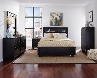 Black Contemporary Queen Storage Bed with Bookcase - Diego-2