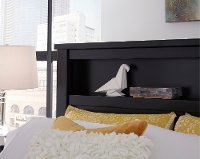 Black Contemporary Queen Storage Bed with Bookcase - Diego-3