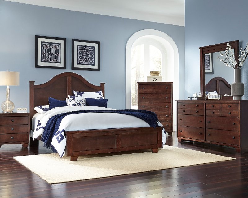 brown classic arch 4 piece queen bedroom set - diego | rc willey