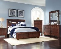 Brown Contemporary 6 Piece Bookcase Full Bedroom Set - Diego