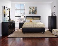 Black 4 Piece Queen Upholstered Bedroom Set - Diego