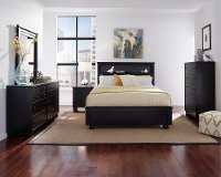 Contemporary Black 4 Piece Queen Bedroom Set - Diego