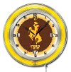 Clk19Wymng Wyoming 19 Inch Double Ring - Neon Logo Clock