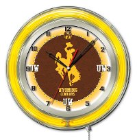 Wyoming 19 Inch Double Ring - Neon Logo Clock