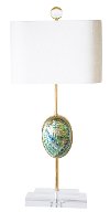 Green Abalone Shell, Optic Crystal, Gold Leaf Table Lamp-2