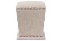 6714-RCW Beige Upholstered Ottoman With Nail Head Trim - Beverly
