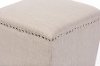 6714-RCW Beige Upholstered Ottoman With Nail Head Trim - Beverly-3