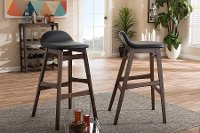 2PC-6797-RCW Faux Leather/ Walnut Wood Bar Stools (30 Inch) - Bloom