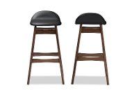 2PC-6797-RCW Faux Leather/ Walnut Wood Bar Stools (30 Inch) - Bloom-2