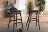 2PC-6798-RCW Dark Blue and Walnut 30 Inch Bar Stool (Set of 2) - Bloom