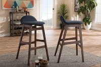 2PC-6798-RCW Dark Blue and Walnut 30 Inch Bar Stool (Set of 2) - Bloom