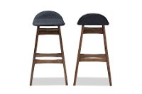 2PC-6798-RCW Dark Blue and Walnut 30 Inch Bar Stool (Set of 2) - Bloom-3