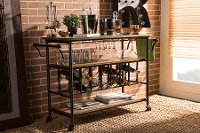 6649-RCW Metal/Distressed Wood Kitchen Bar Cart - Bradford