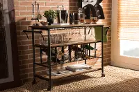 Metal/Distressed Wood Kitchen Bar Cart - Bradford