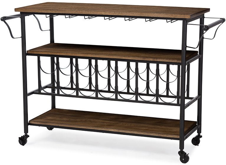 Metal/Distressed Wood Kitchen Bar Cart - Bradford-3
