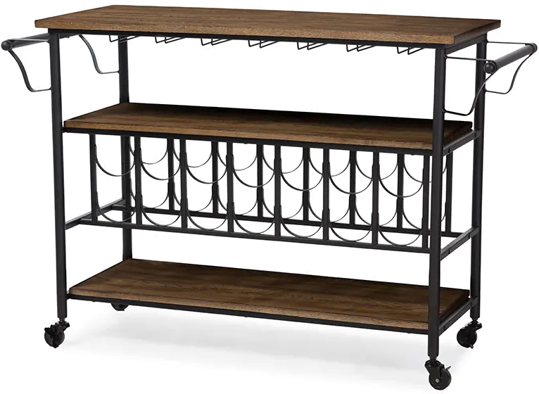 Metal/Distressed Wood Kitchen Bar Cart - Bradford-3