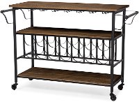 6649-RCW Metal/Distressed Wood Kitchen Bar Cart - Bradford-3