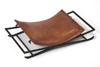 Brown Leather Stool with Iron Base-2