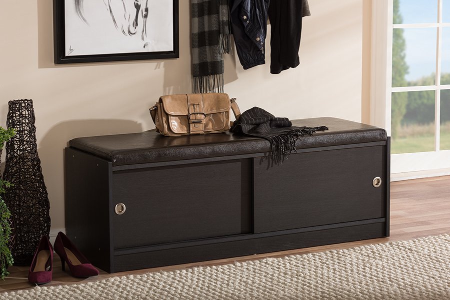 Clevedon Cushioned Bench/ Shoe Rack Cabinet-6