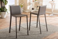 2PC-6661-RCW Taupe Leather Upholstered Counter Height Stools - Crawford