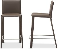 2PC-6661-RCW Taupe Leather Upholstered Counter Height Stools - Crawford-2