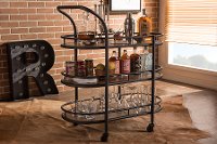 6647-RCW Antique Black Mobile Kitchen Bar/ Wine Cart - Karlin